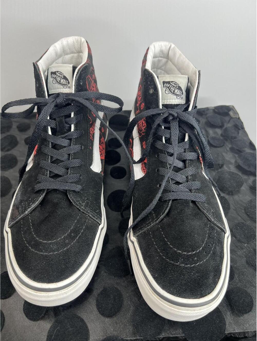 Vans Sk8-Hi Love You To Death Skull Rose Black Red Men’s 10.5 Women’s 12